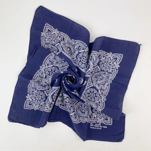 Navy Blue and White Bandana - Picture 3 of 12